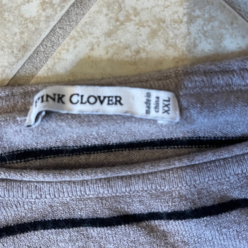 Pink Clover Sweater | Tan with black stripes XXL - Picture 2 of 9